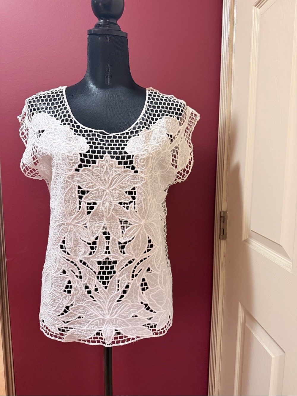 White Crochet Lace Floral Top